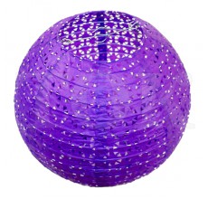 Бумажный фонарик с рисунком фиолетовый 25 см. 0924-17